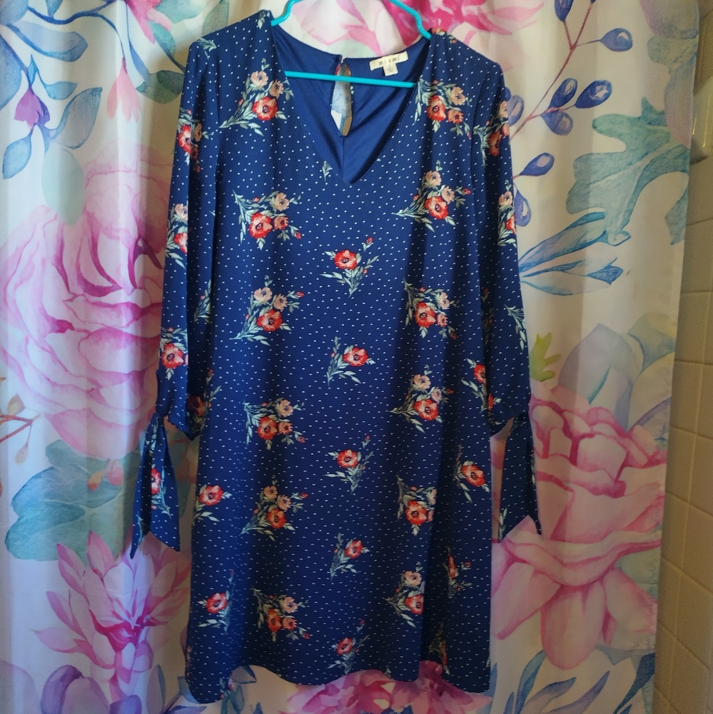 Mixed Print 3/4 Sleeve Dress